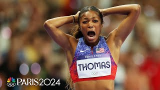 Paris Olympics womens 200M final top moments Gabby Thomas goes for gold [upl. by Akienaj]