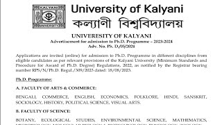 Kalyani University PhD Admission 2024  PhD Admission 2024  West Bengal [upl. by Ahsiat]