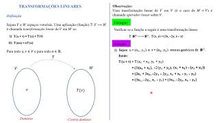 Álgebra Linear 12° aula  Transformações Lineares introdução  parte 1 [upl. by Ahtilat]