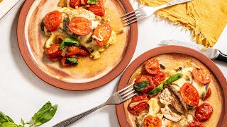 Cheesy Caprese Chicken Bake Recipe [upl. by Zacek]