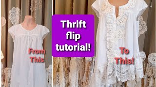 DIY easy sewing tutorial  how to turn a plain nightgown into a gorgeous summer top [upl. by Stoops132]