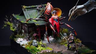 Spider Demon vs Samurai Diorama Build [upl. by Noiramed]