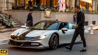 PHILIPP PLEIN DRIVES HIS FERRARI SF90 STRADALE IN MONACO  2024 4K [upl. by Nolrac]