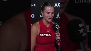 Aryna Sabalenka hits the 𝐰𝐢𝐧𝐧𝐢𝐧𝐠 𝐝𝐚𝐧𝐜𝐞 with Babs Schett 🤣💃 AustralianOpen 🇦🇺 [upl. by Arihaz]