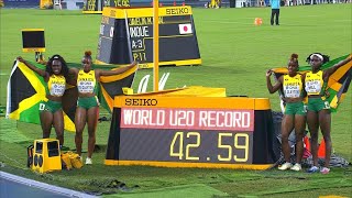 U20 Jamaicans shatter 4x100 World Record USA gets silver  U20 World Championships  NBC Sports [upl. by Perreault]