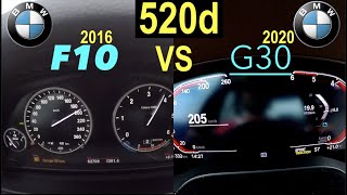 Acceleration Battle  OLD vs NEW  BMW 520d  F10 vs G30  140 kW vs 140 kW [upl. by Irodim]