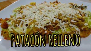 Patacones rellenosTostón rellenoRecetas con plátanoPatacón relleno Colombiano [upl. by Nhabois]