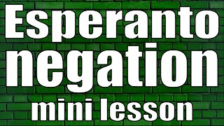 Esperanto negation mini lesson [upl. by Nomzed81]