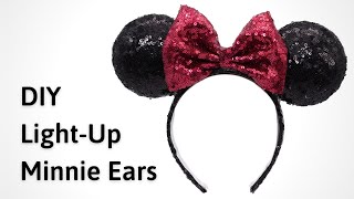 DIY Minnie Mouse Ears that Light Up  Free Mickey Mouse Ears Template [upl. by Ttezil]