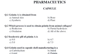 Capsule pharmaceutics MCQs Hard and soft gelatin capsules MCQnurse pharmacist mcq aiims [upl. by Vickie]