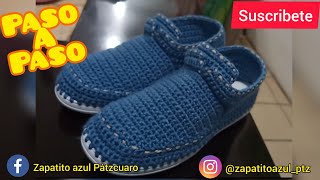 Pantuflas para hombre tejidas a crochet [upl. by Yalc]