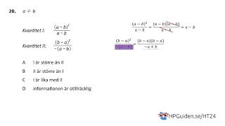 Högskoleprovet KVA uppgift 20 från höstens högskoleprov 2024 provpass 4 kvantitativ del [upl. by Christabelle130]