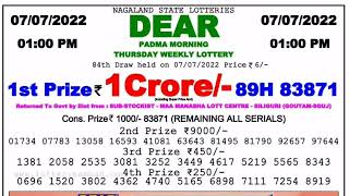 fax lottery sambad dear lottery sambad 1pm 070722  today result Nagaland State sambad lottery [upl. by Imrots914]