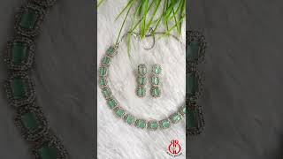 American diamond jewellery sleek necklace with earrings jewelry JEWELLERYBAY [upl. by Adnorehs]