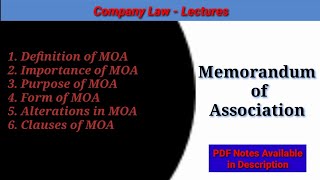 Memorandum of Association Company Law  Contents of MOA  Company Law Pakistan  LLB Notes [upl. by Atnoled]