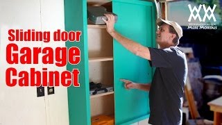 Slidingdoor garage storage cabinet Easy woodworking project to organize your shop [upl. by Eenattirb841]