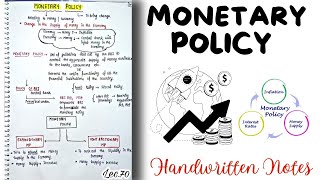 Monetary Policy  Indian Economy  Lec70  Handwritten notes  An Aspirant [upl. by Relyat]