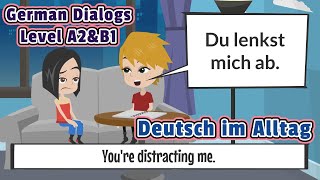 03 Deutsche Dialoge  Niveau A2ampB1  Wortschatz und wichtige Sätze [upl. by Ecinehs]