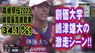 箱根駅伝2020 瞬間最高視聴率は341！創価大学 嶋津雄大選手の激走シーン [upl. by Ilrahs]