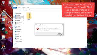 Guía  Solución al Error quotNo se encontró OpenAL32dllquot  Probado en Windows 10  2021 [upl. by Ronnica]