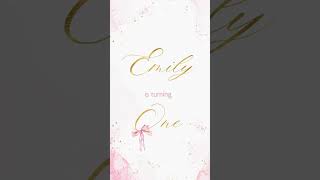 Elegant Pink amp Gold First Birthday Princess Party Video invite with RSVP Tracking [upl. by Amin77]