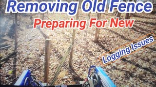 REMOVING Damaged Fence by LOGGERS BackHomeWithUs loggers fencerepair logging treeservices [upl. by Redlac]