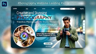 Photography Website Banner Design  Website Landing Page Design  Website Banner Design In Photoshop [upl. by Junieta]