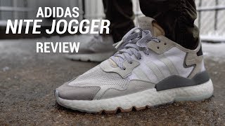 Adidas Nite Jogger White Clear Grey Review amp On Feet [upl. by Ennovy]