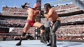 Randy Orton hits Seth Rollins with a jawdropping RKO out of nowhere WrestleMania 31 [upl. by Roderich]