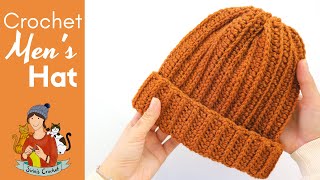 Crochet Basic Men Hat  Beanie Tutorial [upl. by Esej]