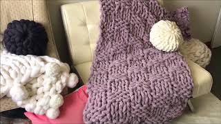 HAND KNIT BASKET WEAVE CHENILLE BLANKET [upl. by Notniv]