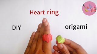 Paper Rings  Origami Heart Ring Tutorial  How to make a Paper Heart Ring  Easy Origami [upl. by Brandi6]