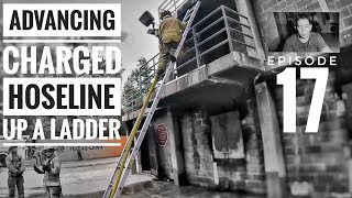 Advancing a Charged Hoseline Up A Ladder Firefighter Training Experience at Virginia Beach  vlog17 [upl. by Ahseram]