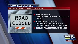 Teton Pass scheduled closure Nov 13 [upl. by Kcirddor]