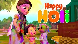 Rangbirangi Holi Song  Hindi Rhymes for Children  Infobells [upl. by Nessi]