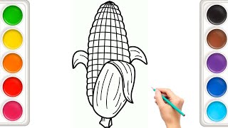 corn drawing easy step by step corn drawing tutorial for kidsamp toddlers [upl. by Sax]