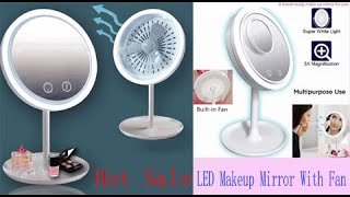 led light makeup mirror with fan 2019 hot sale product [upl. by Anhavas]