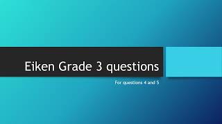 Eiken grade 3 speaking questions set 1 [upl. by Assin]