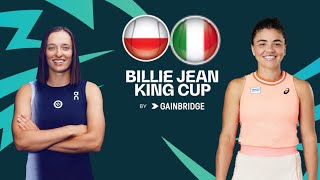 LIVE TENNIS BJKCup  12 FINALS POLAND W Italy W IGA SWIATEK  Jasmine Paolini 18112024 [upl. by Eiffe]