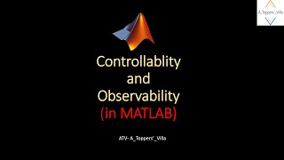 MATLAB ExampleControllability and Observability of System Team ATV ByRR Maam [upl. by Darline632]