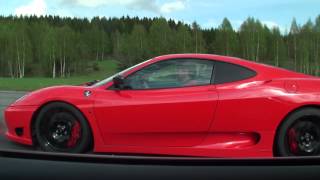 Ferrari 360 Stradale straight pipes vs Jaguar XKR Coupe 510 HP [upl. by Bausch]