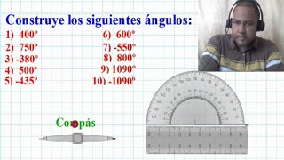 📏MEDIR ÁNGULOS CON UN TRANSPORTADOR ÁNGULOS DE 400º 750º 380 Y 500 CON COMPÁSREGLATRANSPORTADOR [upl. by Margy]