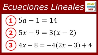 Ecuaciones lineales o de primer grado  Ej 1 2 y 3 [upl. by Madancy116]