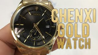 Cheap Gold Fashion Analog Dress Watch by Chenxi Review [upl. by Neltiak]