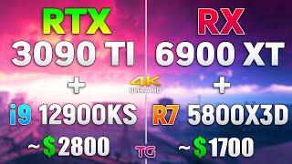 RTX 3090 Ti  i9 12900KS vs RX 6900 XT  Ryzen 7 5800X3D  Test in 4K [upl. by Laurin]