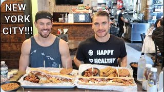 HOLY SCHNITZEL KOSHER FOOD CHALLENGE IN NEW YORK CITY withJoelHansen  MAN VS FOOD [upl. by Ivy]