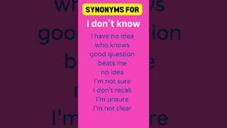 I dont know Discover Synonyms Fast 😴  english  shorts  viral [upl. by Llen]