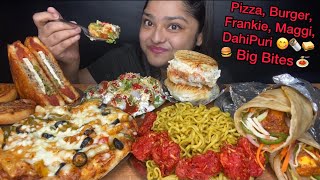 DAHI PURI CHEESY PIZZA MAGGI PANEER FRANKIE FRIED MANCHURIAN PAN PIZZA AND SANDWICHEATING SHOW [upl. by Bixler]