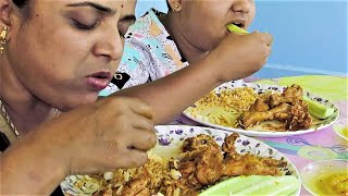 RICE EATING WITH CHICKEN CURRY  FISH FRY  VEGETABLE CURRY  CHUTNEY  BENGALI BHAT KHAWA VIDEO [upl. by Anoved]