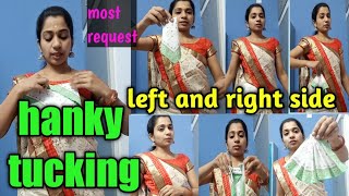 How to tuck the hankywith sareeleft and right side Hanky Tuck with saree [upl. by Nyledam]